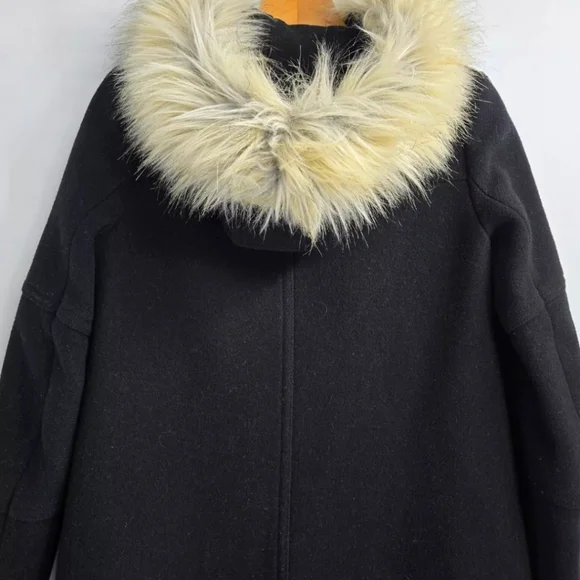 J Crew Chateau Black Wool Stadium Cloth Parka Fur Hood Coat‎ - Picture 11 of 16